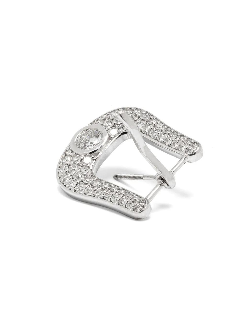 Roses Metals White 14Kt Buckle-Motif Diamond Earrings