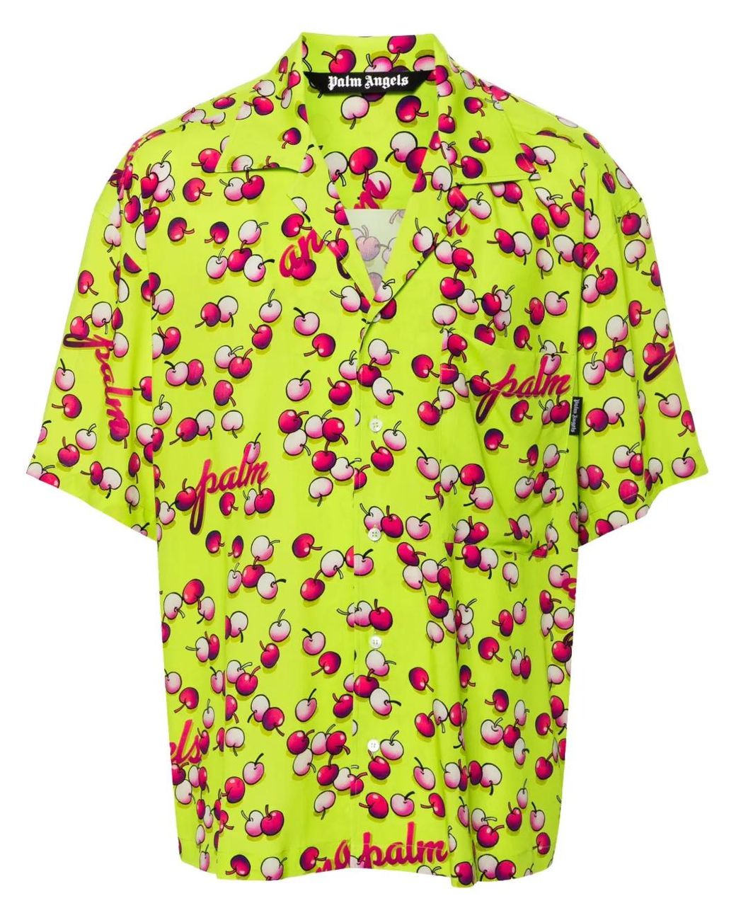 Palm Angels Yellow Cherry-Print Shirt for men