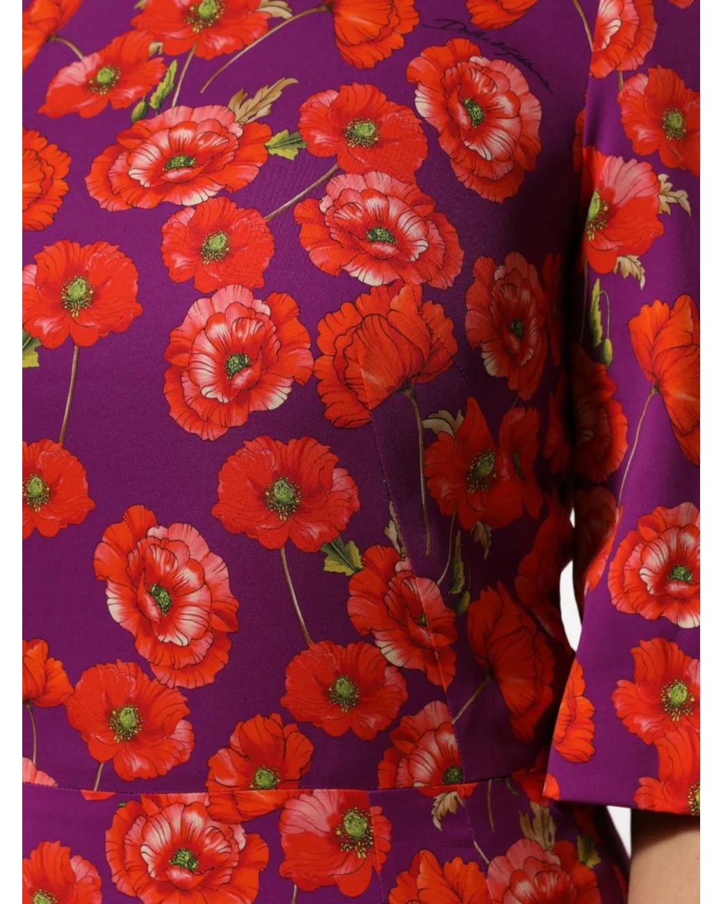 Dolce & Gabbana Red Floral-Print Silk Dress