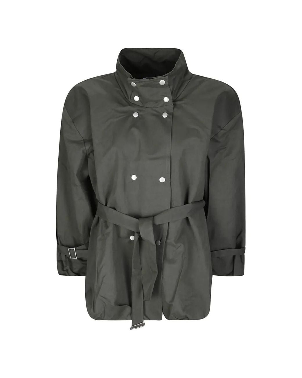 LA PISCINE Gray Belted Double-Breasted Jacket