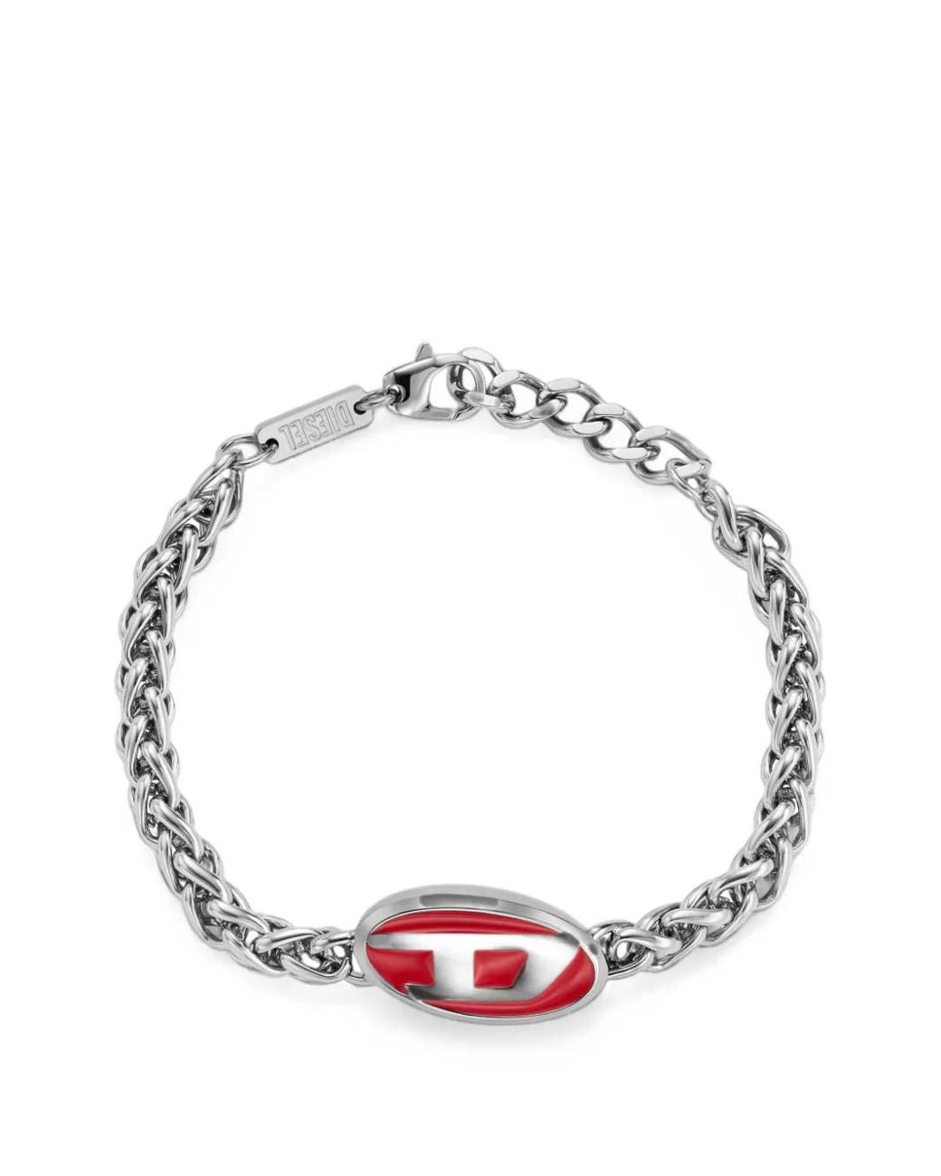 DIESEL Metallic Enamel And Stainless Steel Chain Bracelet