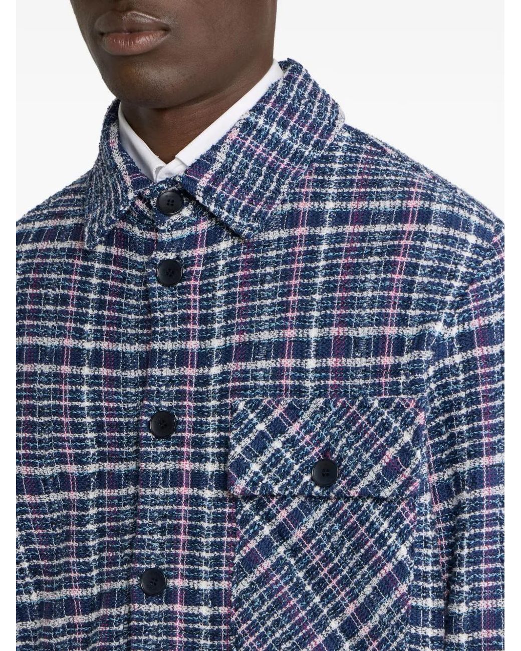 Check Technical Jacket Etro Jacquard Check Jacket in Blue for Men | Lyst UK