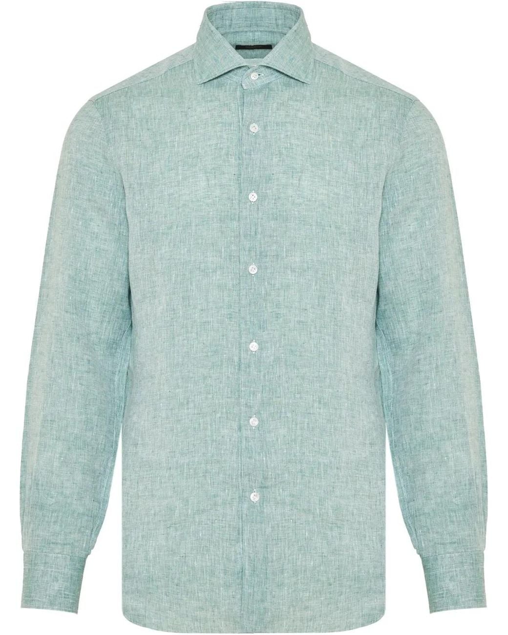 Barba Napoli Blue Linen Shirt for men