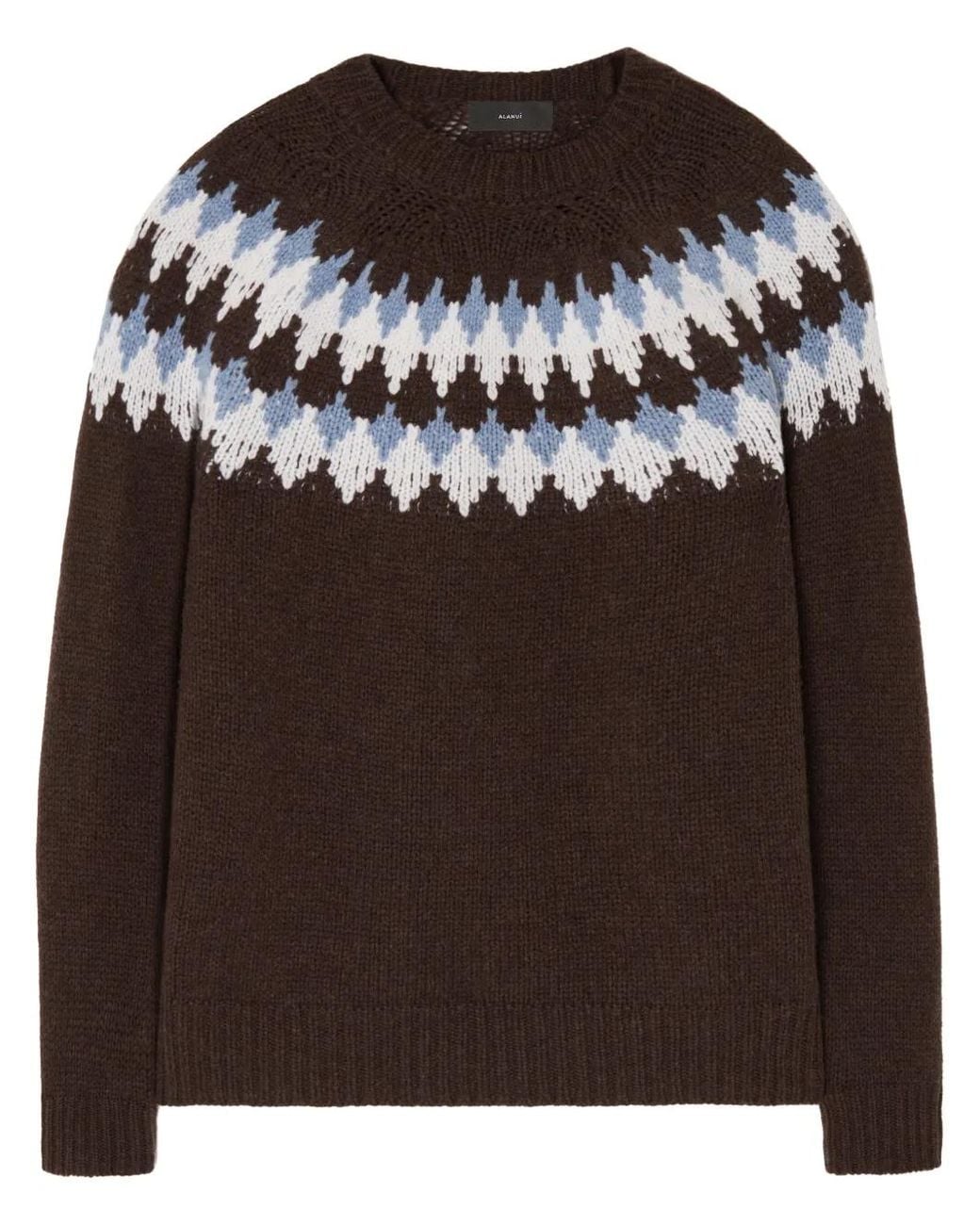 Alanui Black Fair Isle Intarsia-Knit Wool Sweater for men