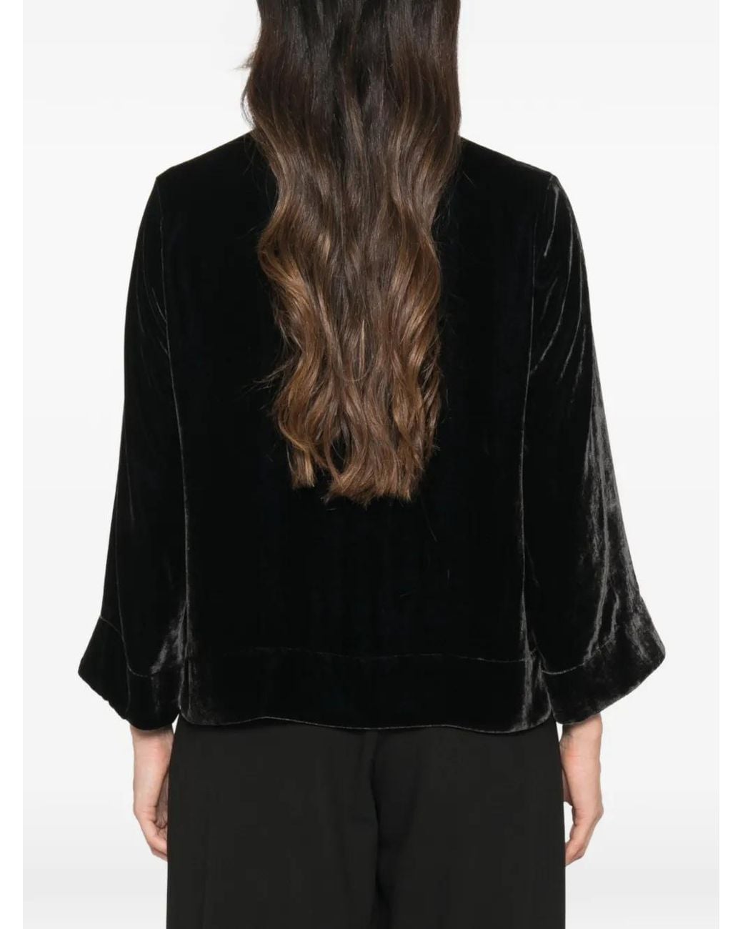 Whyci Black Floral-Devoré Velvet Jacket