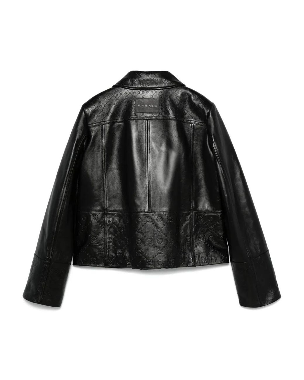 MARINE SERRE Black Moonogram-Embossed Leather Jacket