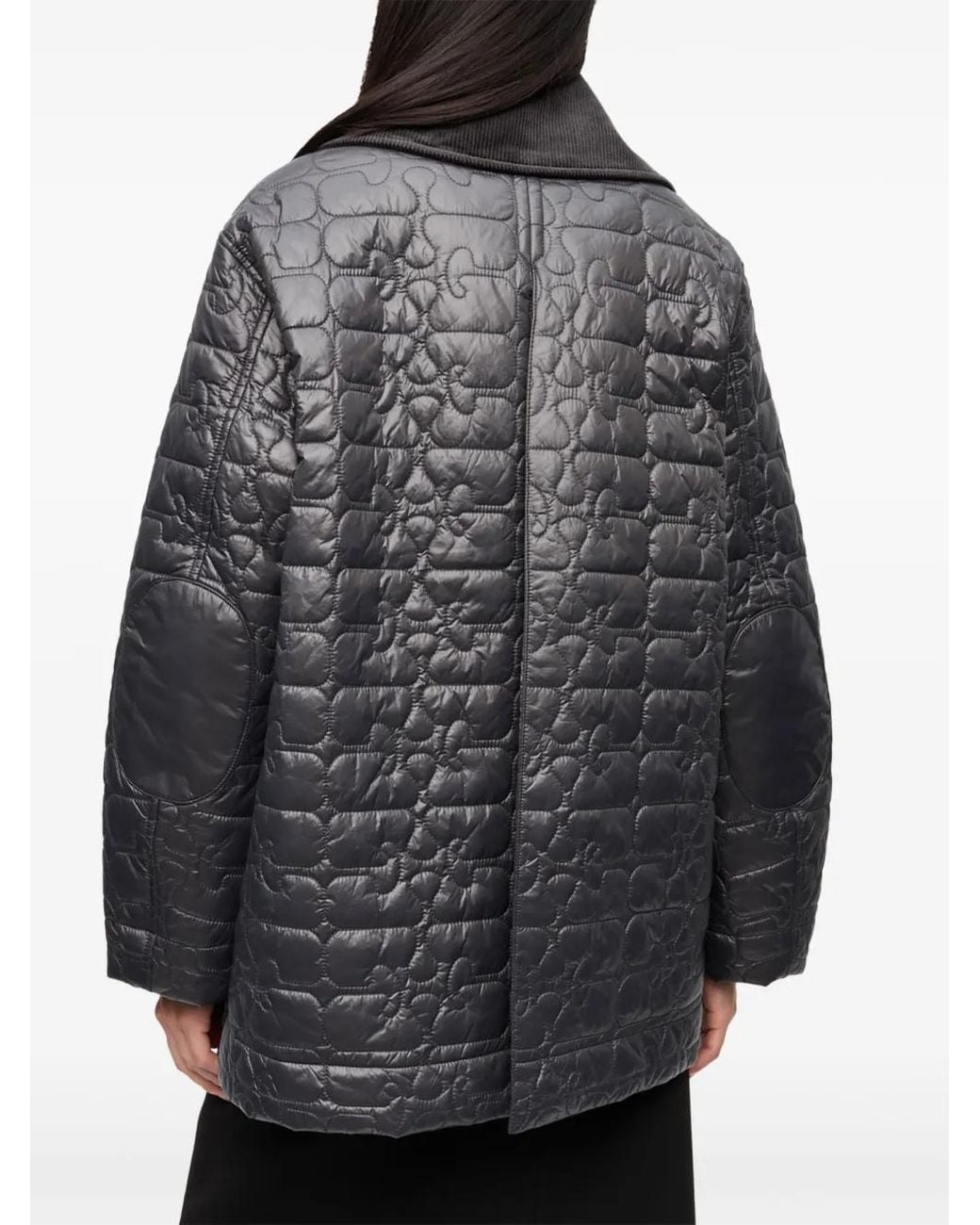 Ganni Gray Quilted Midi Jacket Not Specified