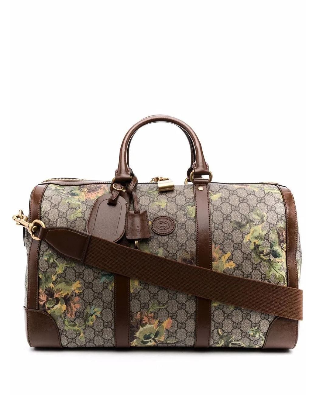 Gucci Brown Gg Supreme Carnation Print Duffle Bag for men