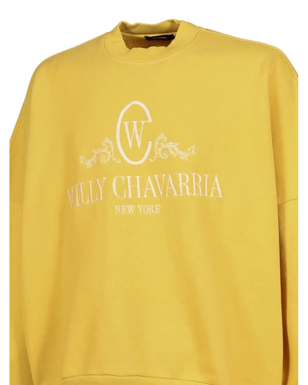 Willy Chavarria Yellow Os Chavantino Logo-Embroidered Sweatshirt for men