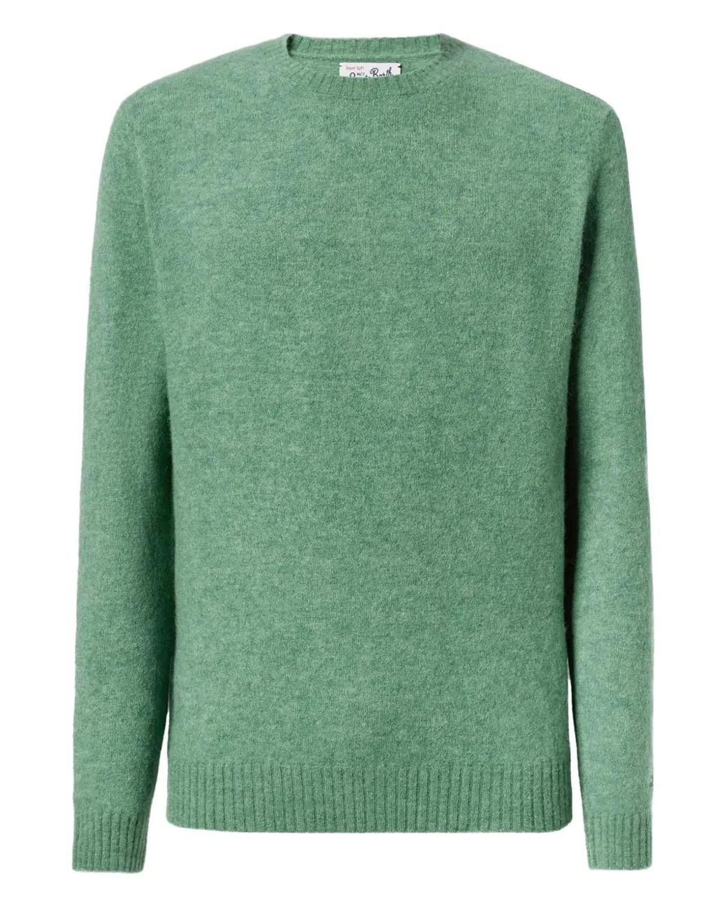 Mc2 Saint Barth Green Ribbed Alpaca-Blend Sweater for men