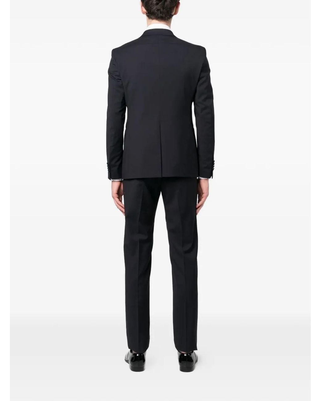 Tagliatore Black Double-Breasted Peak-Lapel Suit for men
