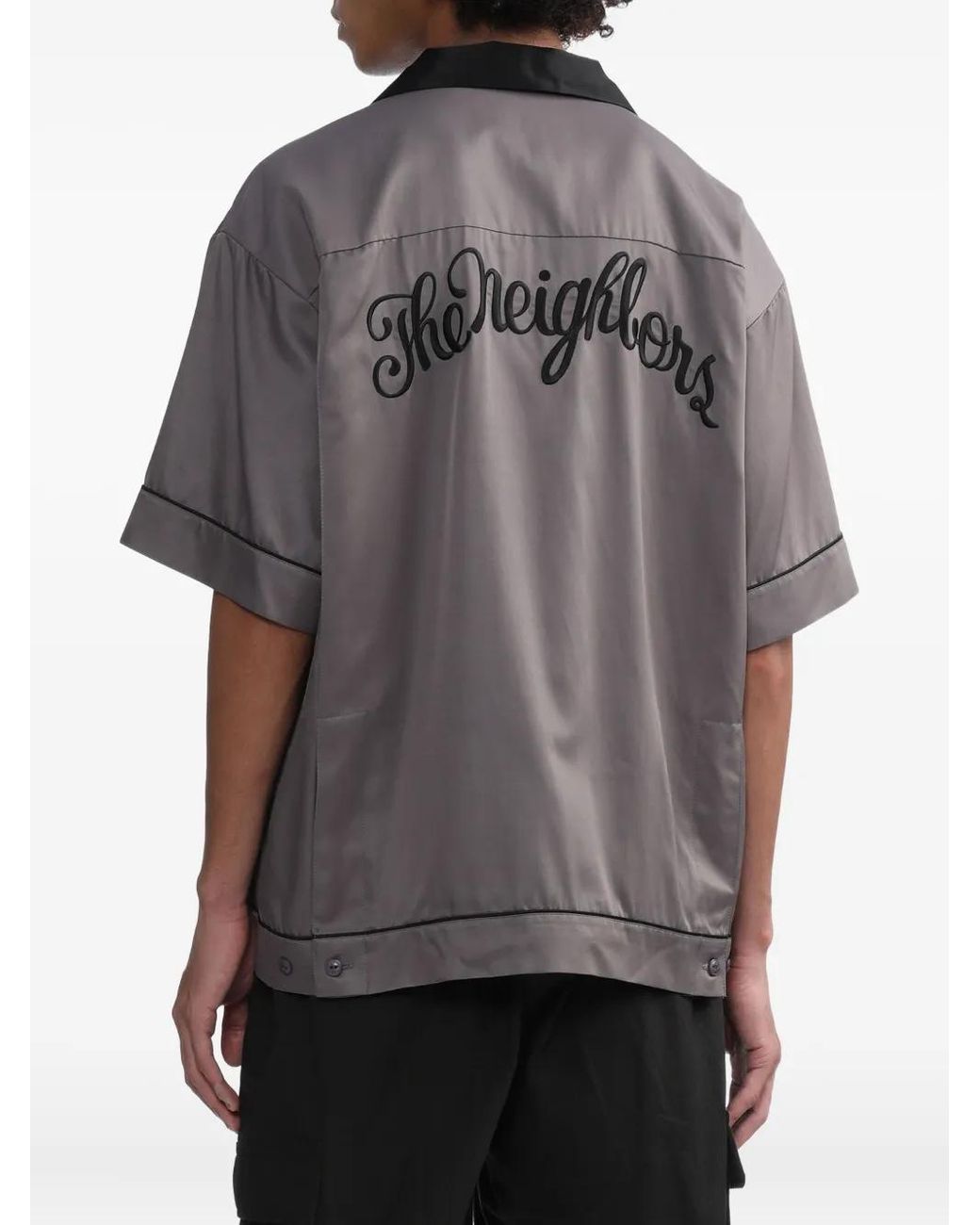 Neighborhood Gray Short-Sleeve Pocket Bowling Shirt for men