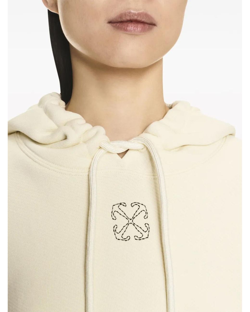 Off-White c/o Virgil Abloh Natural Arrows-Embroidered Cropped Hoodie