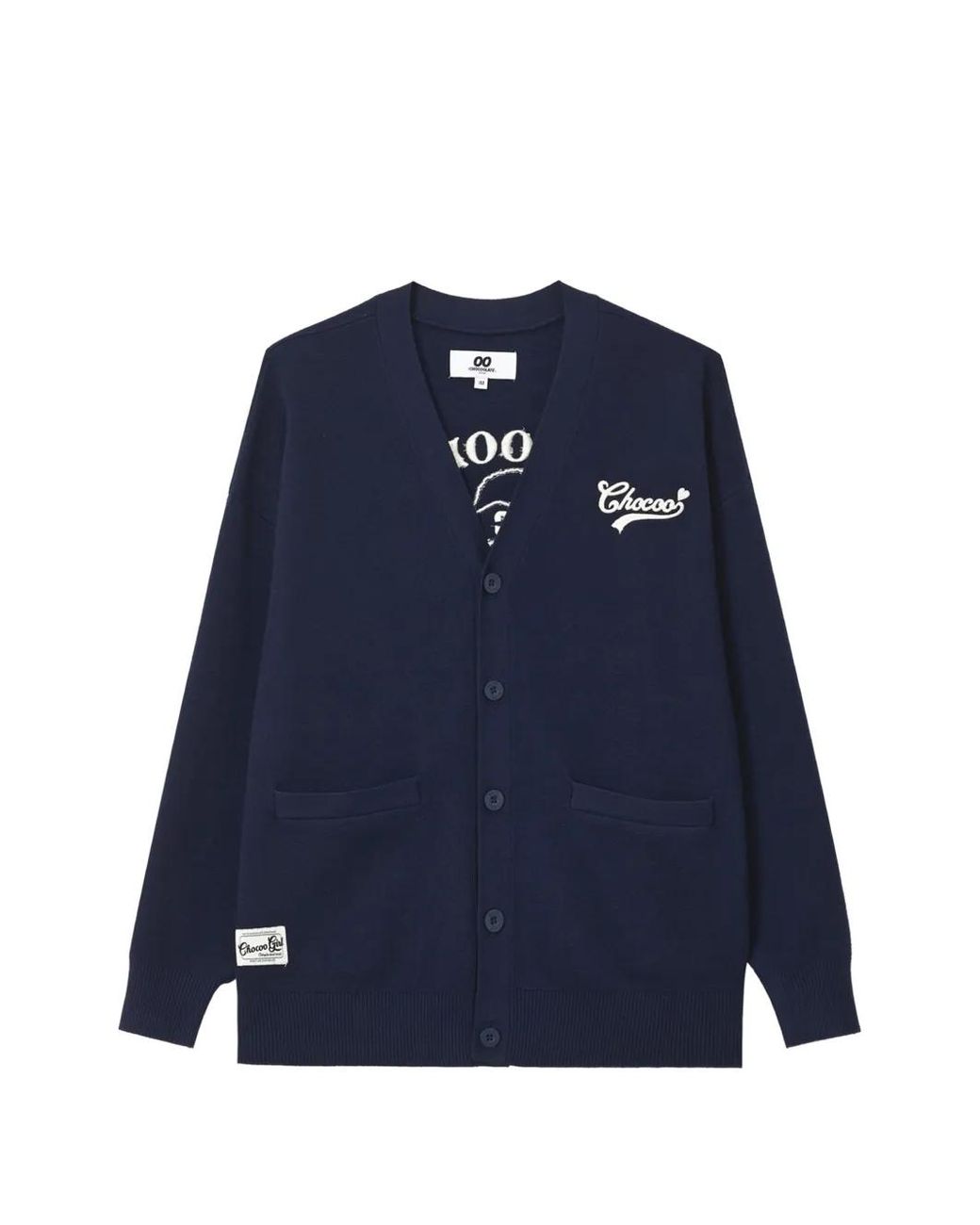 Chocoolate Blue Graphic-Patch Cardigan