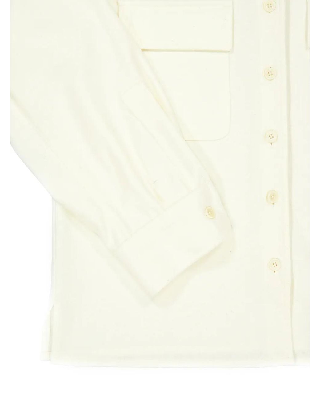 120% Lino White Chemise Boutonnée À Poches À Rabat