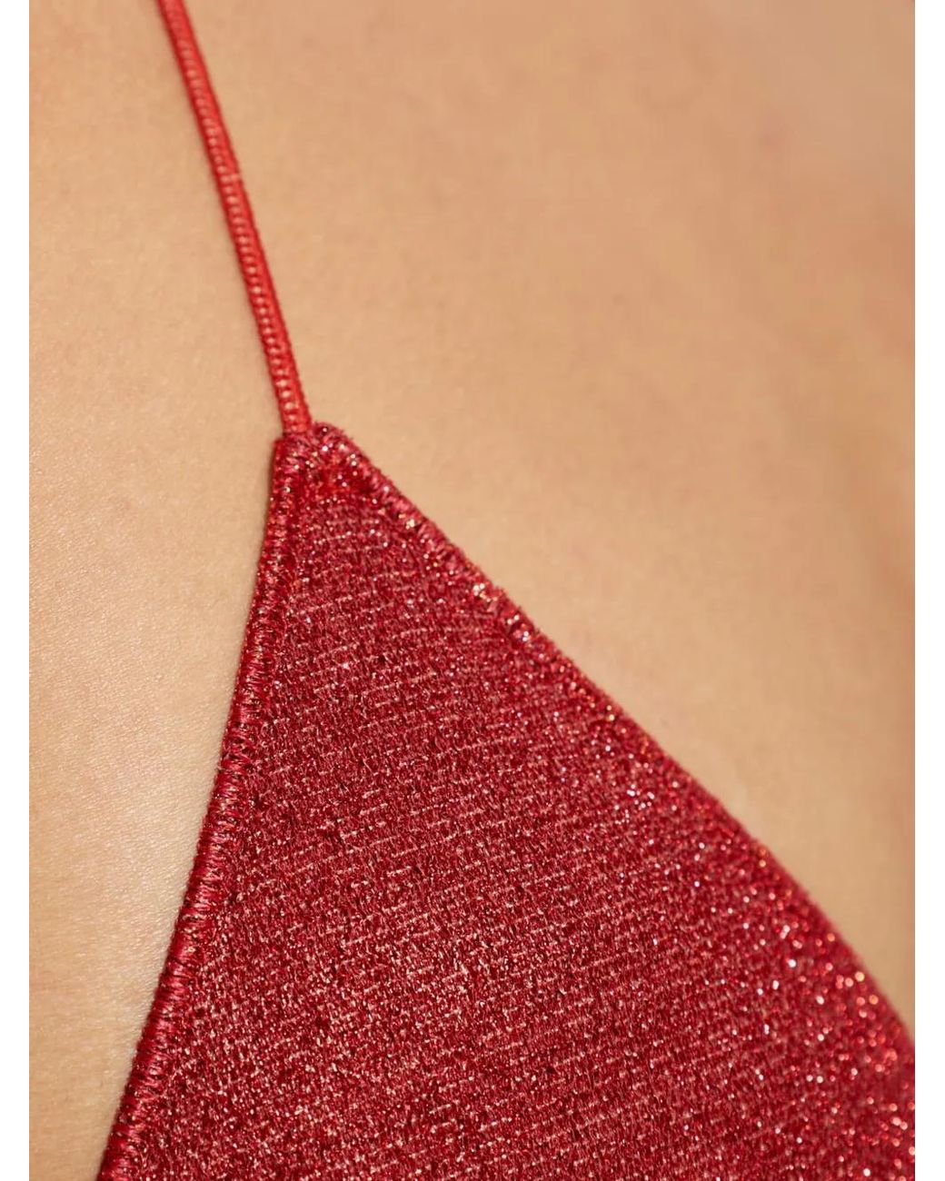 Oseree Red Lurex-Thread Triangle Bikini