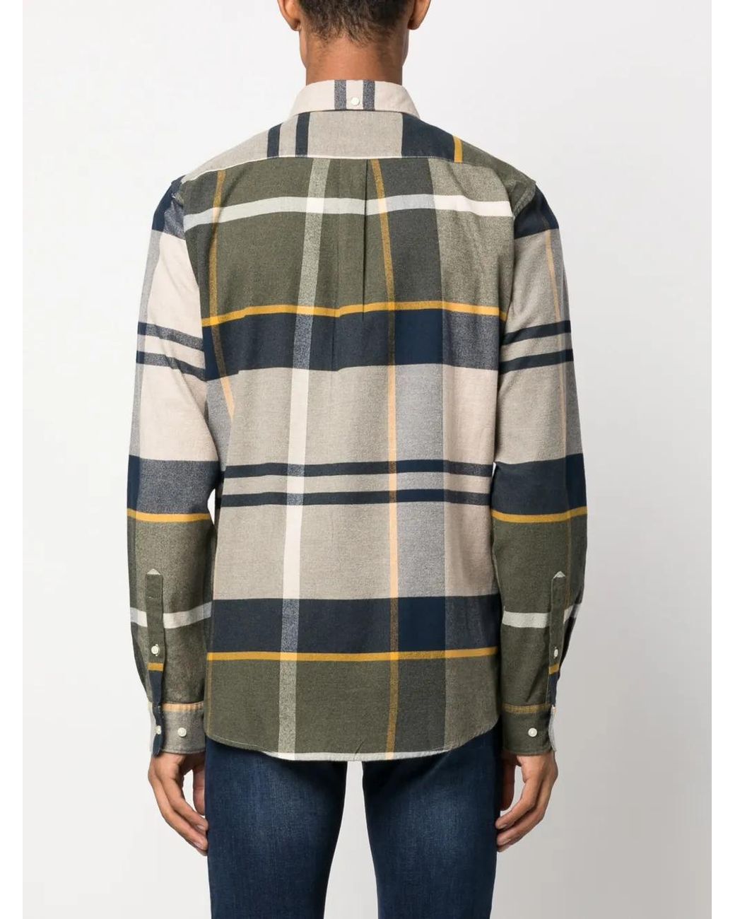 Barbour Gray Plaid-check Pattern Shirt for men