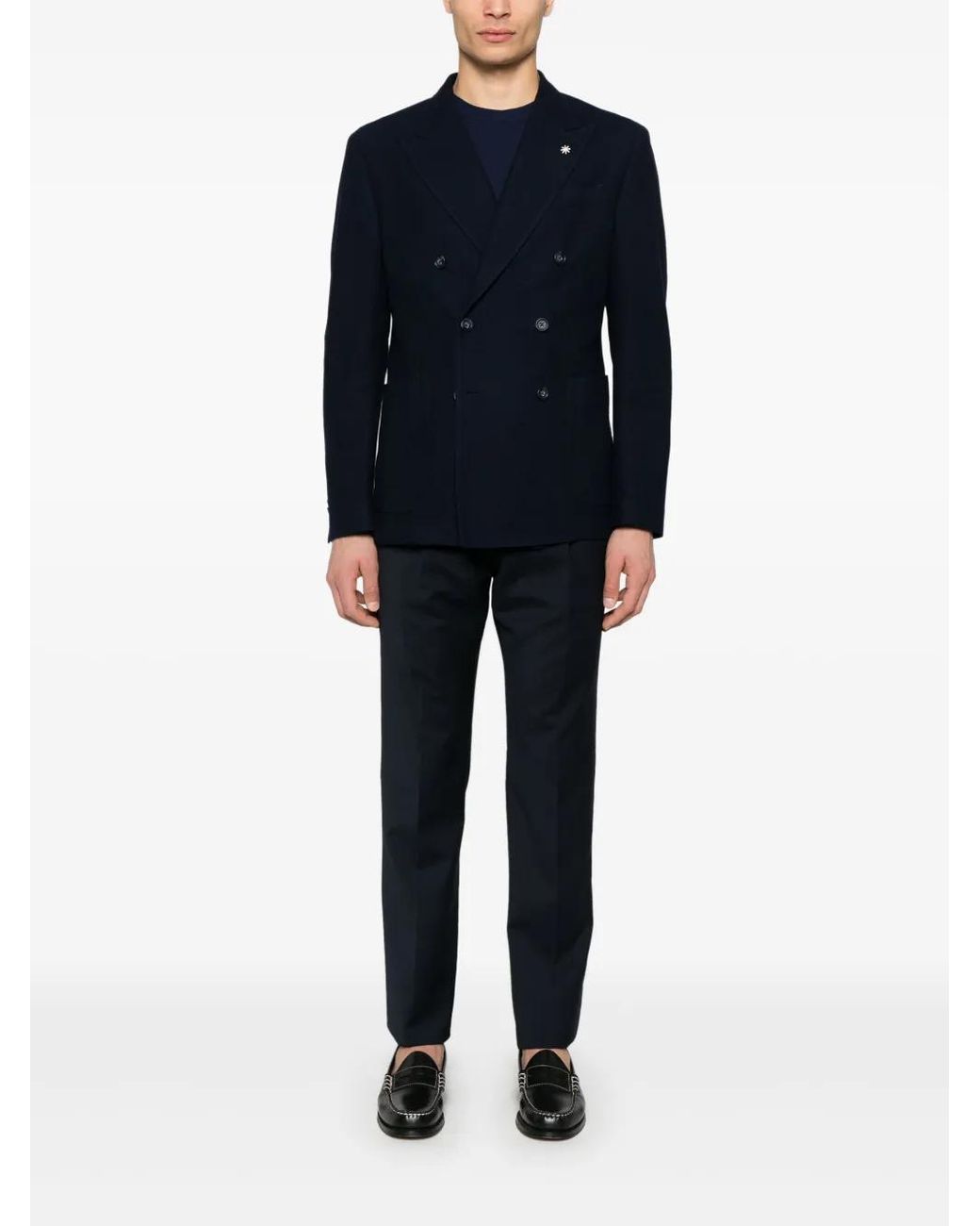 Manuel Ritz Blue Double-Breasted Blazer for men