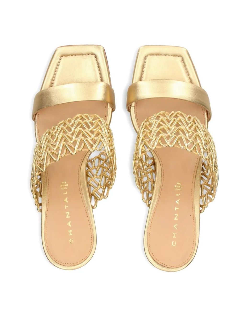 Chantal Metallic Square-Toe Sandals