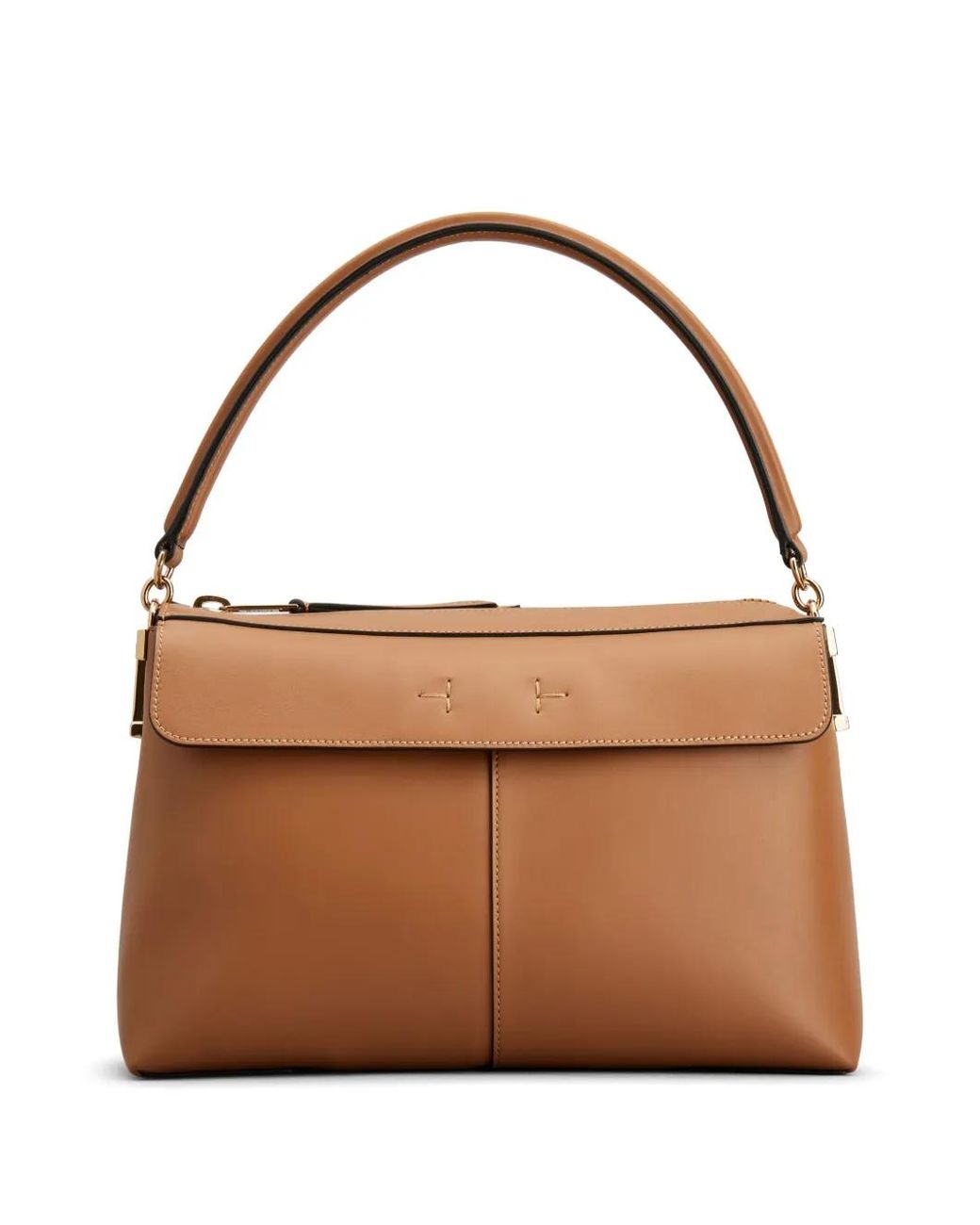 Tod's Brown Small T Case Boston Leather Shoulder Bag