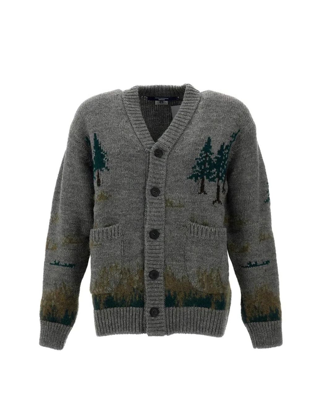 Junya Watanabe Gray Intarsia-Knit Cardigan for men