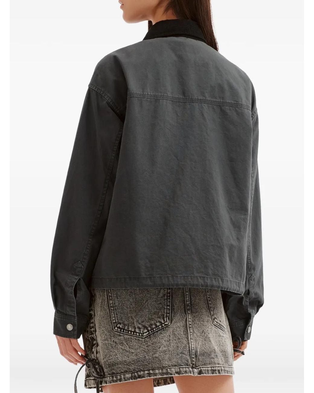 Izzue Black Corduroy-Collar Overshirt
