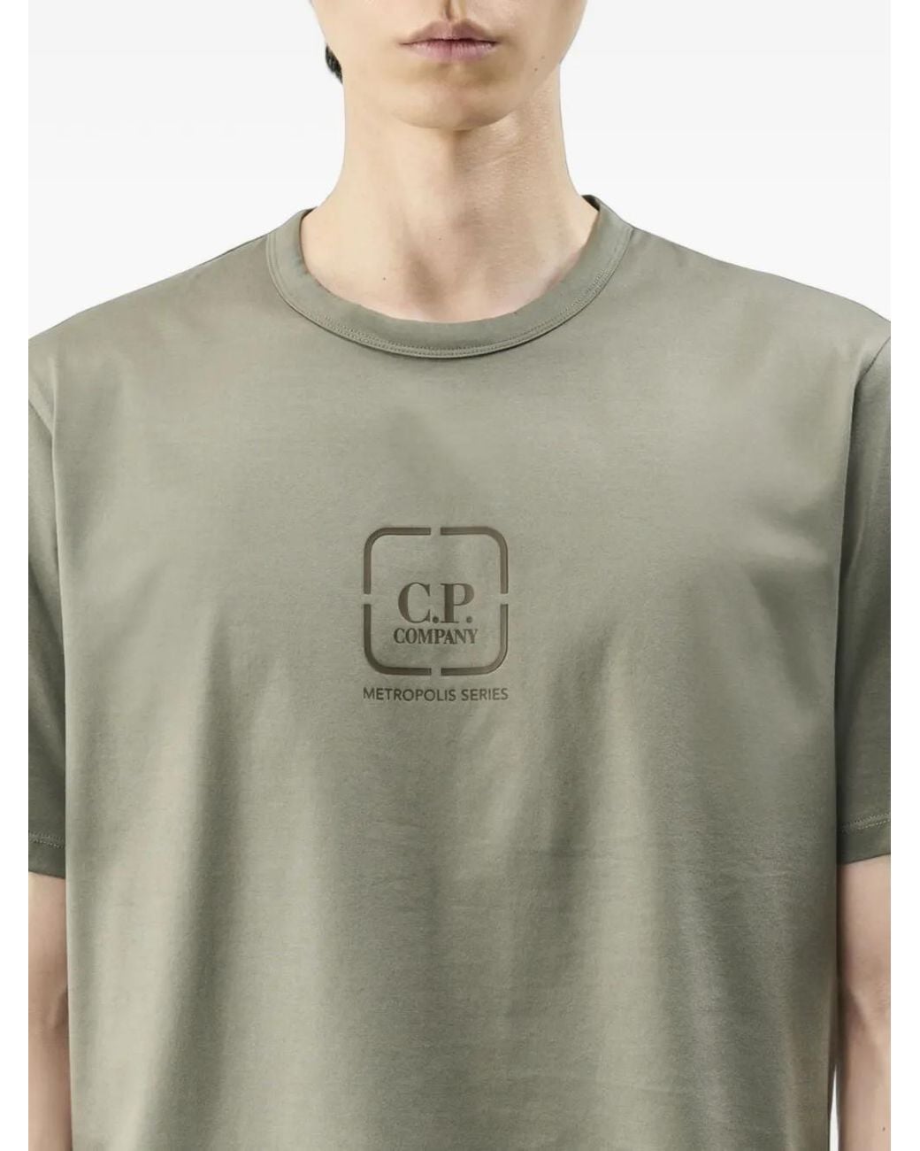 C P Company Green Metropolis Series Mercerized-Jersey Short-Sleeve Crew-Neck Logo-Badge T-Shirt for men