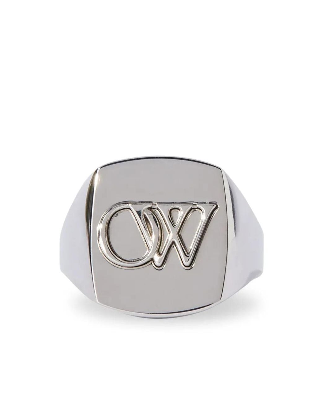 Off-White c/o Virgil Abloh Gray Ow-Embossed Signet Ring for men