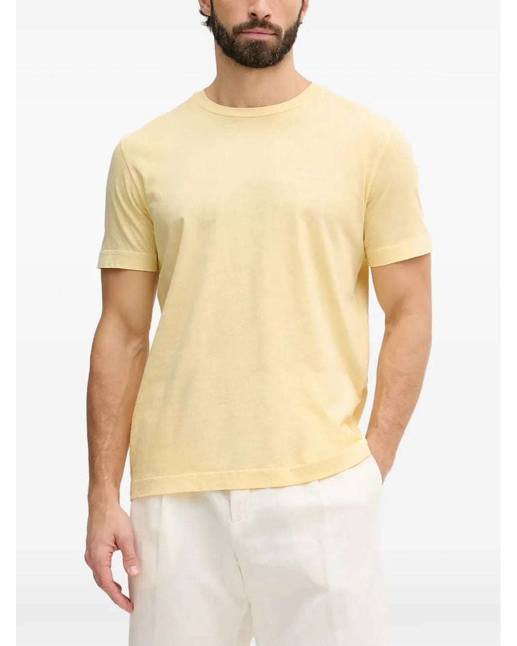 Gant Yellow Logo-Embroidered T-Shirt for men
