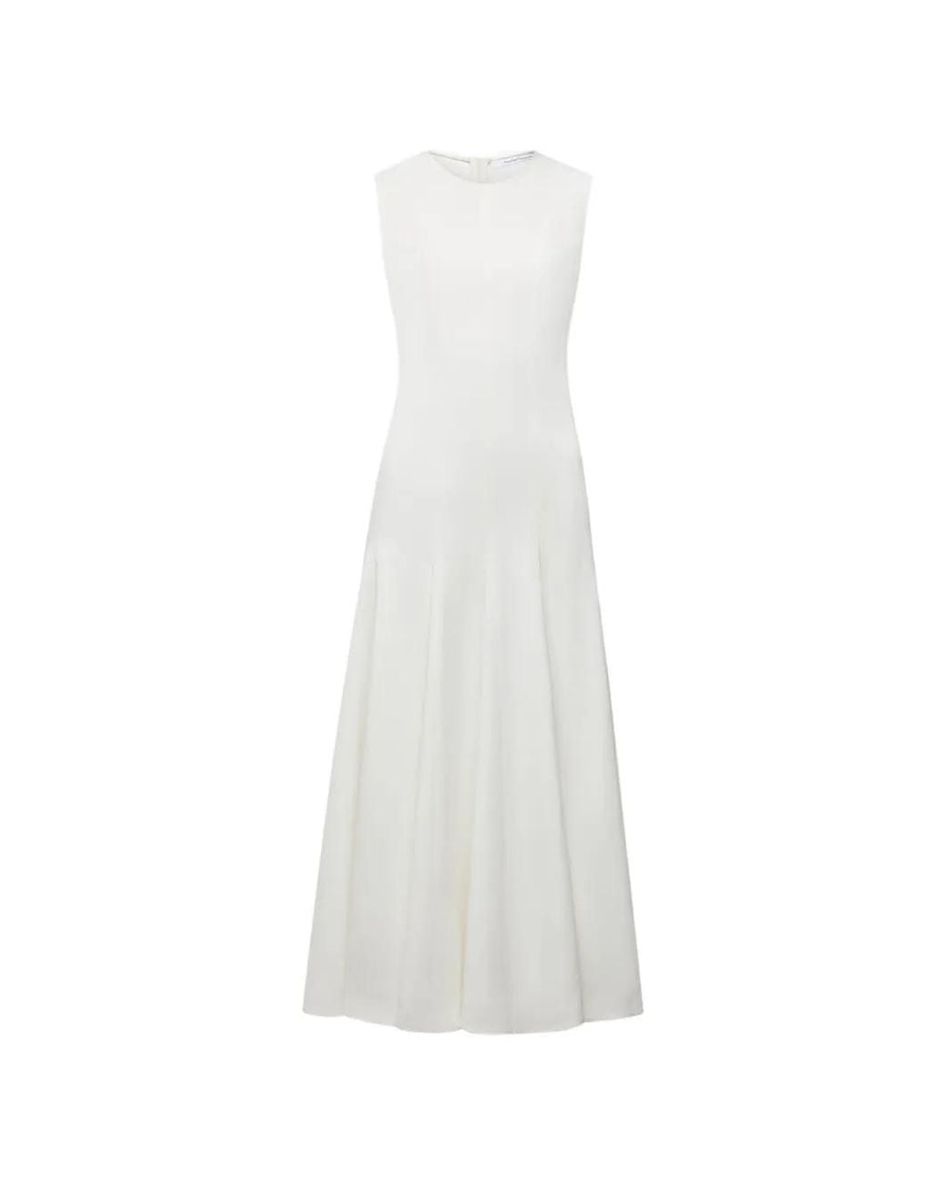 Another Tomorrow White Panelled Flare Midi Dress