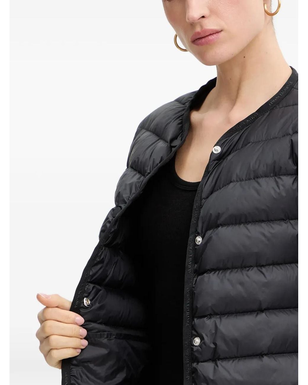ARMANI EXCHANGE Black Short Quilted Nylon Down Jacket