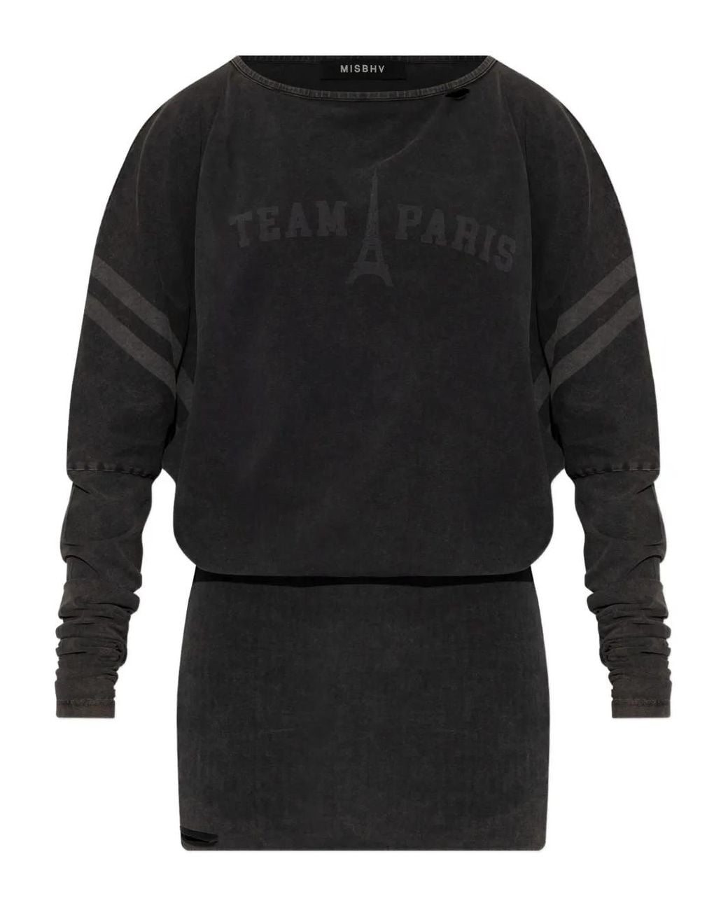 M I S B H V Black Team Paris Long-Sleeved Mini Dress