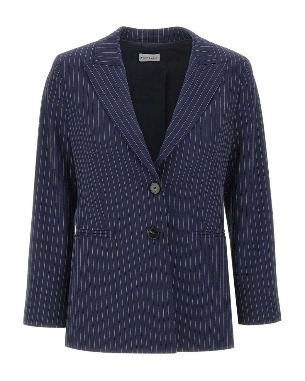 Marella Blue Pinstripe-Print Blazer