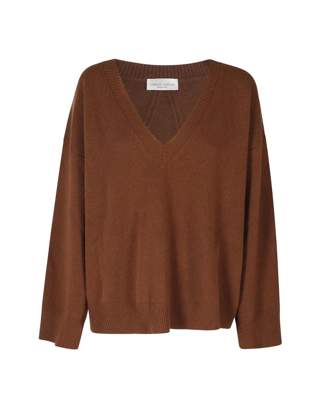 Roberto Collina Brown V-Neck Knitted Sweater