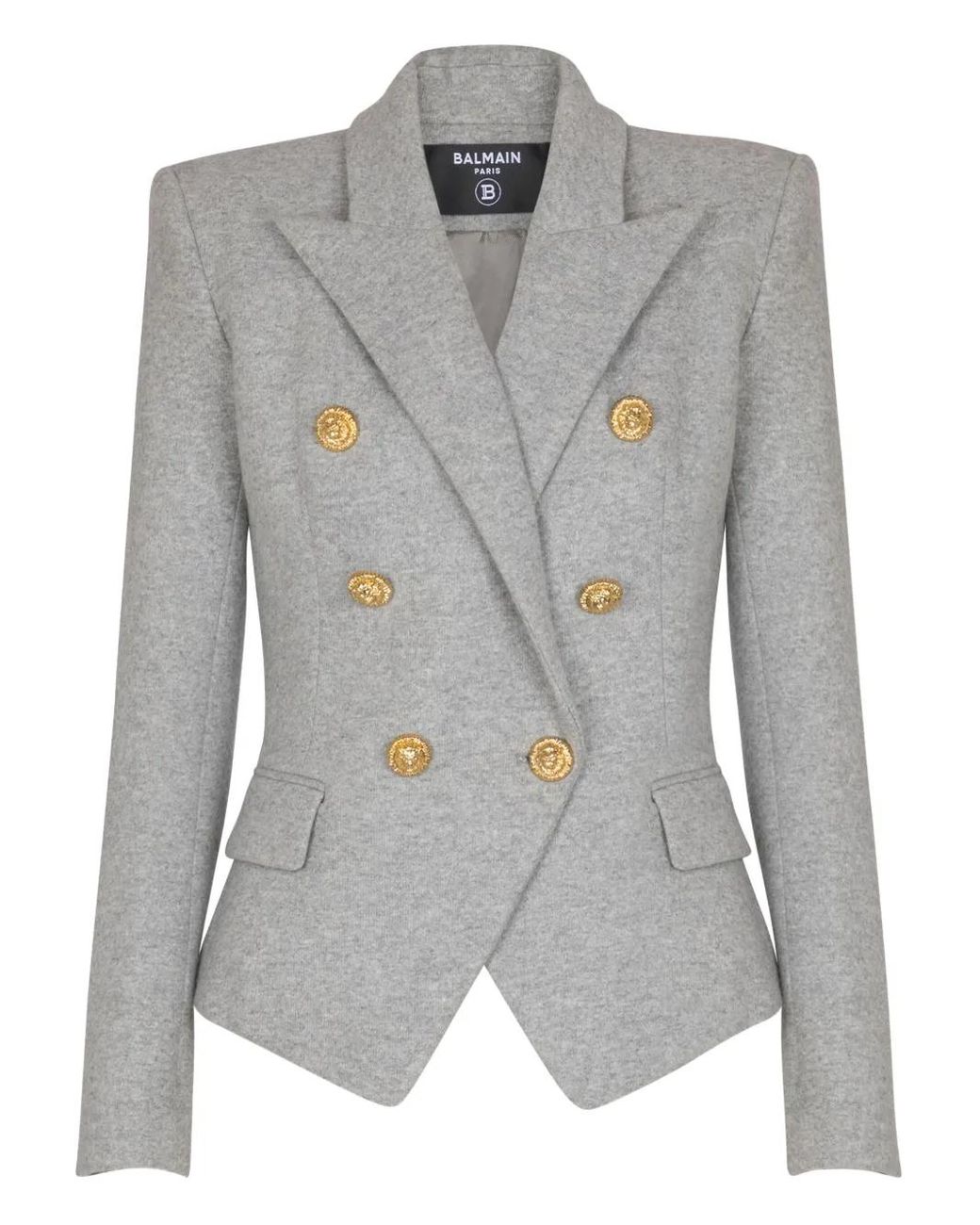 Balmain Gray Cotton Knit 6-Buttons Jacket