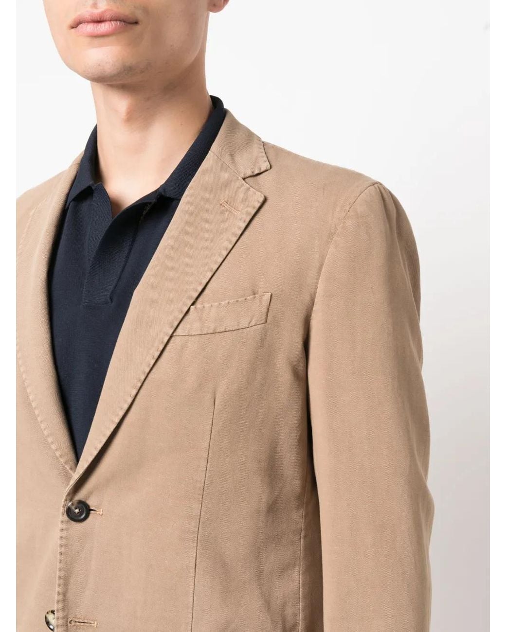 Dell'Oglio Natural Single-Breasted Cotton-Linen Suit for men
