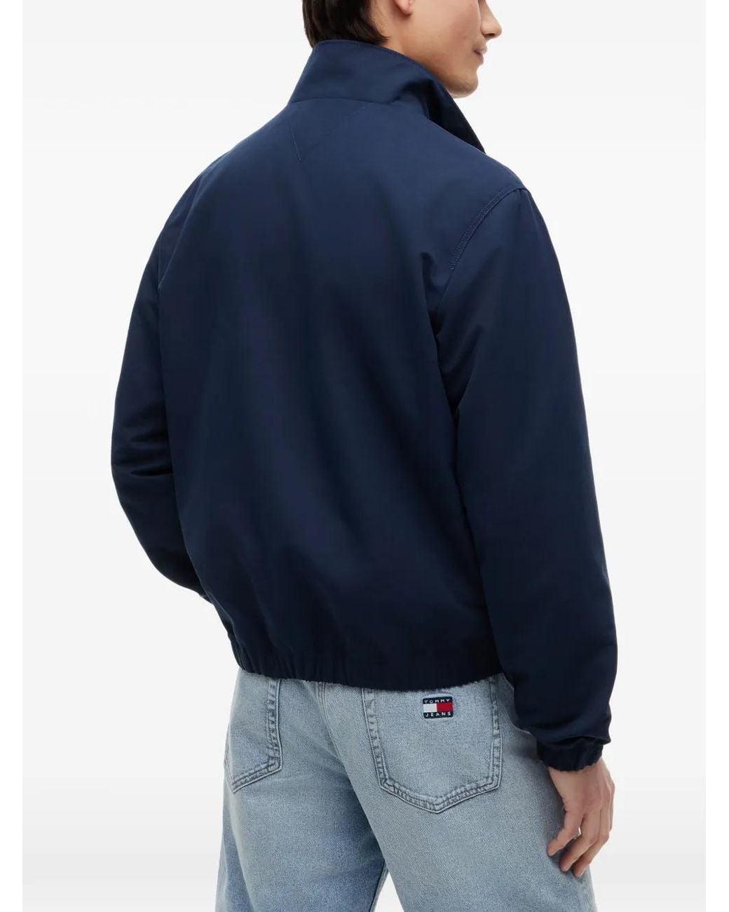 Tommy Hilfiger Blue Logo-Patch High-Neck Jacket for men