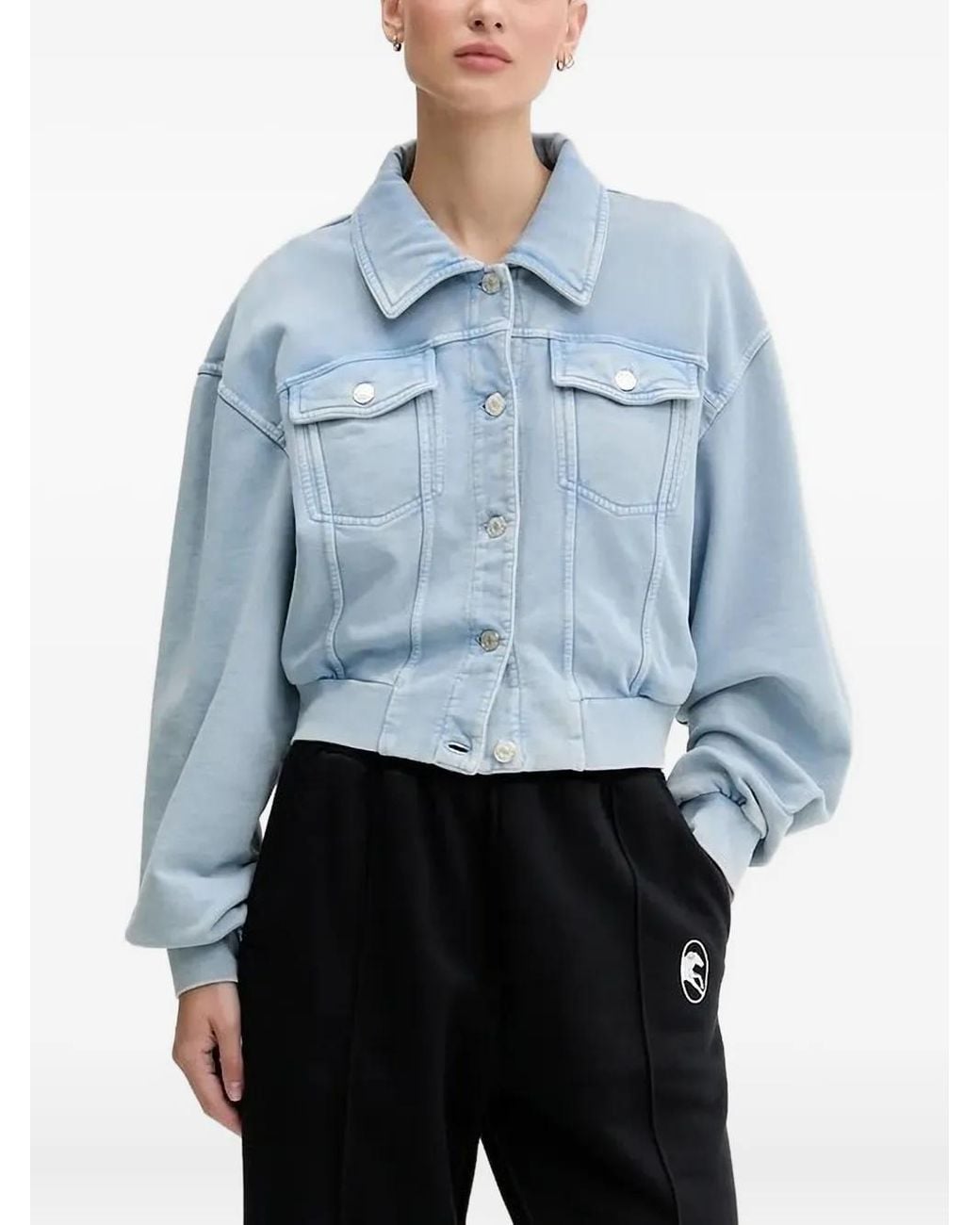 Moschino Blue Button-Fastening Cropped Denim Jacket