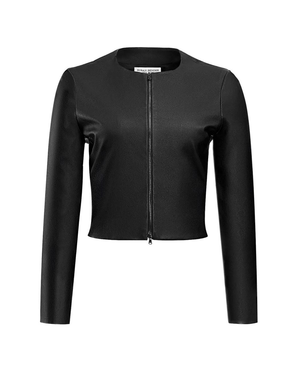 Susan Bender Black Cropped Leather Jacket
