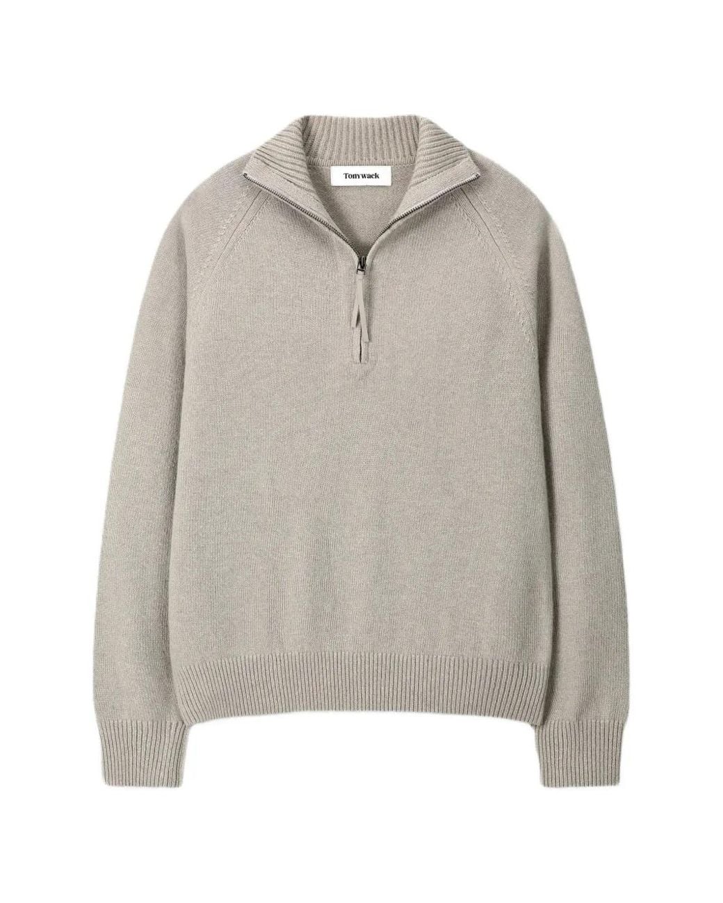 TONYWACK Gray Half-Zip Elbow-Patch Polo Shirt for men