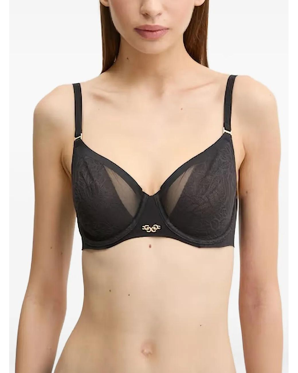 Chantelle Black Pure Lace-Panelled Bra