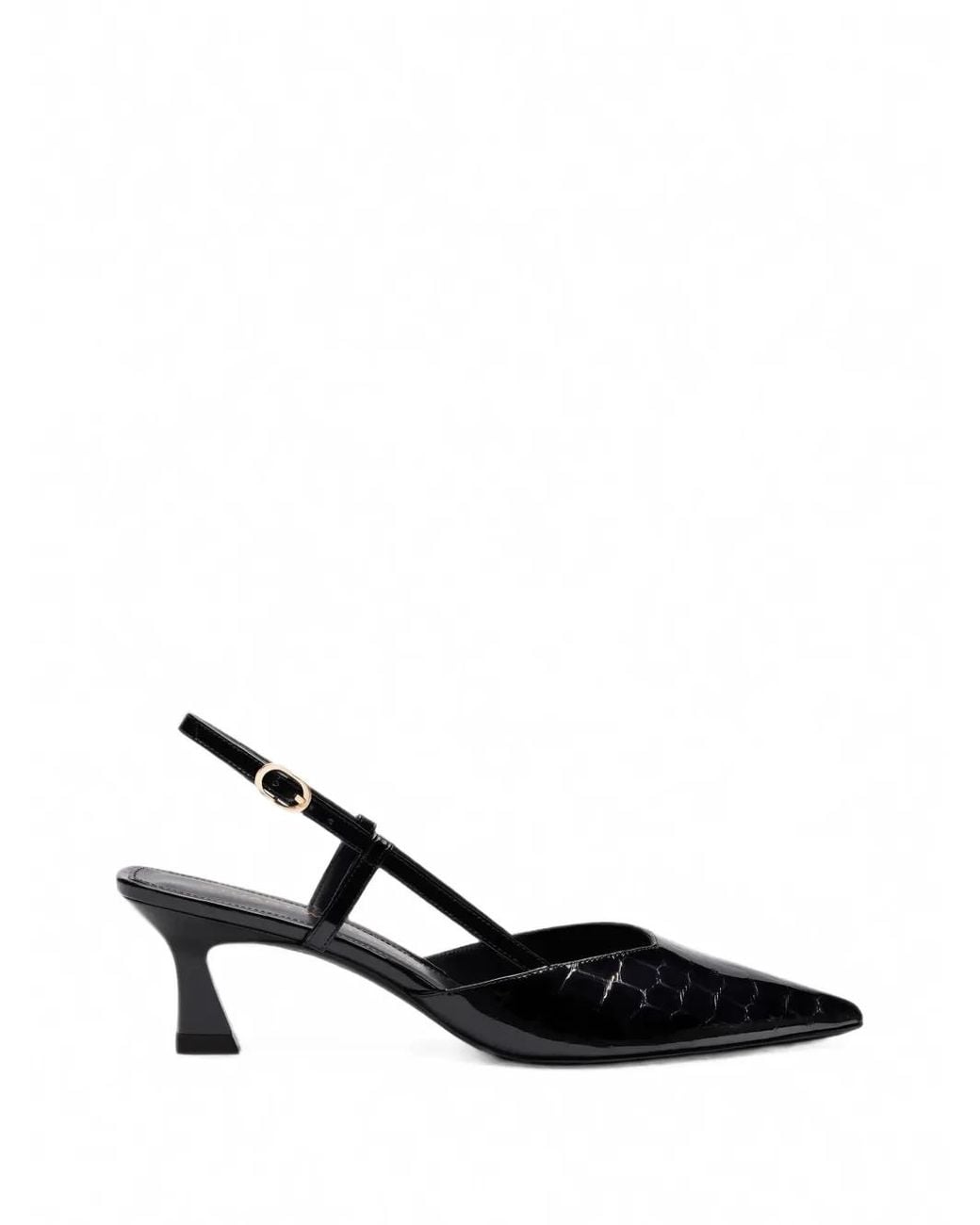 Stuart Weitzman Black Pumps Mit Kroko-Effekt