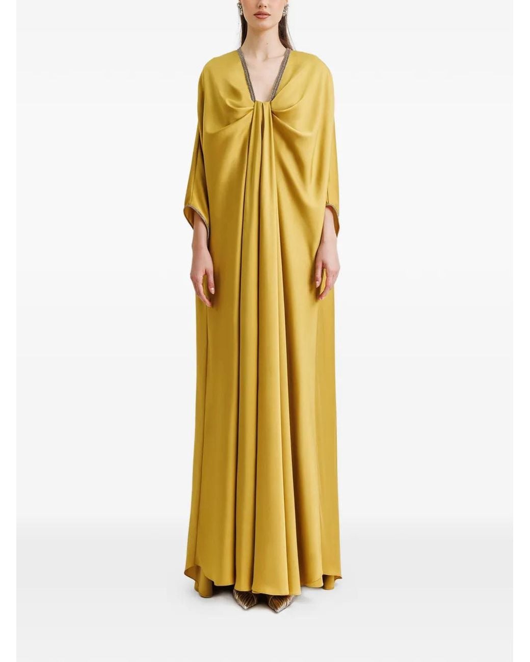 Gemy Maalouf Metallic Three-Quarters Sleeves Kaftan