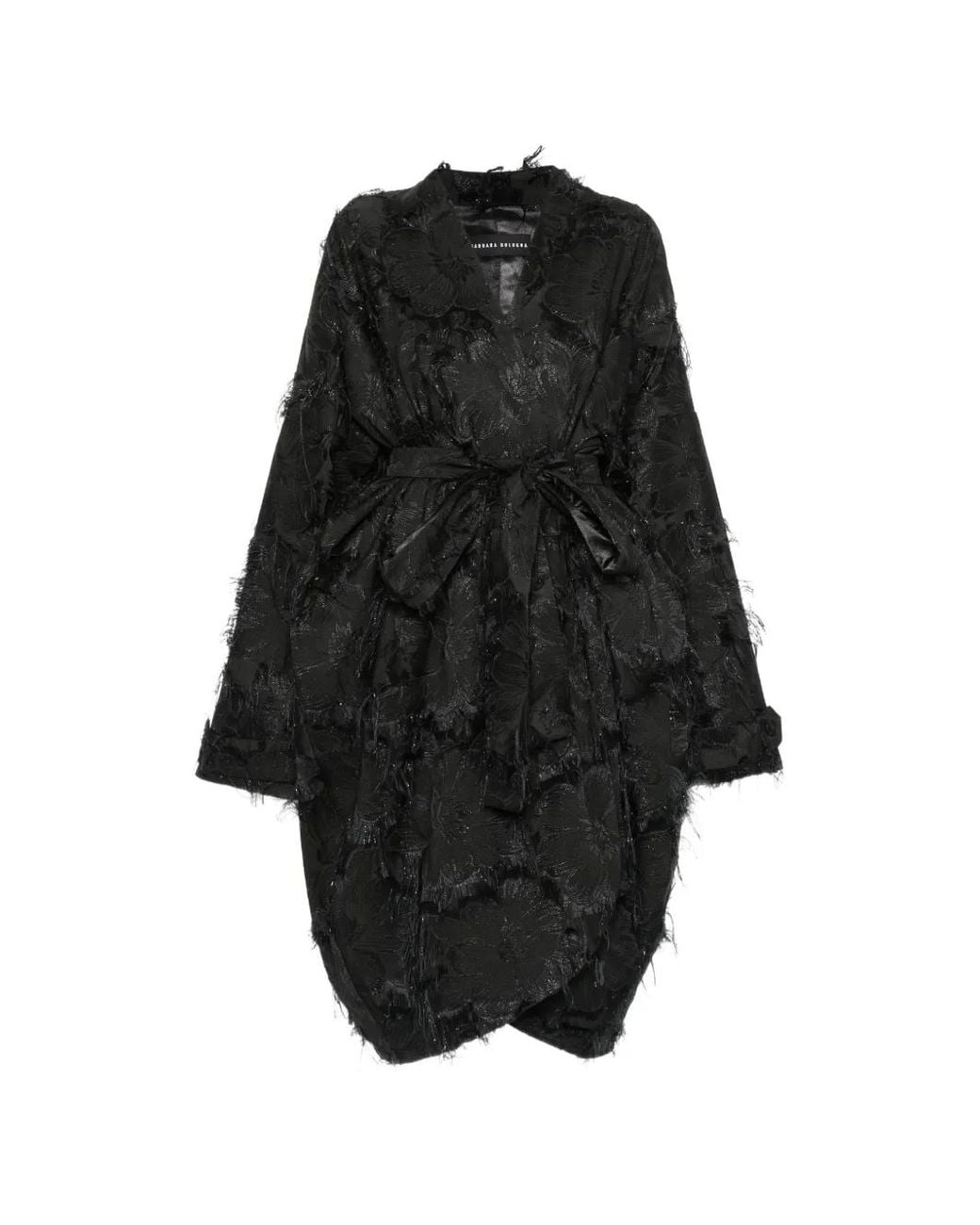 BARBARA BOLOGNA Black Angels Jacquard-Woven Frayed-Edge Coat