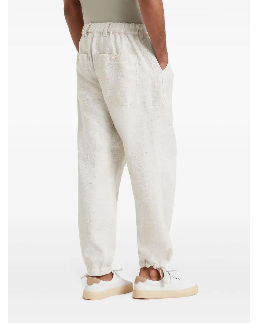 Brunello Cucinelli White Tapered-leg Trousers for men