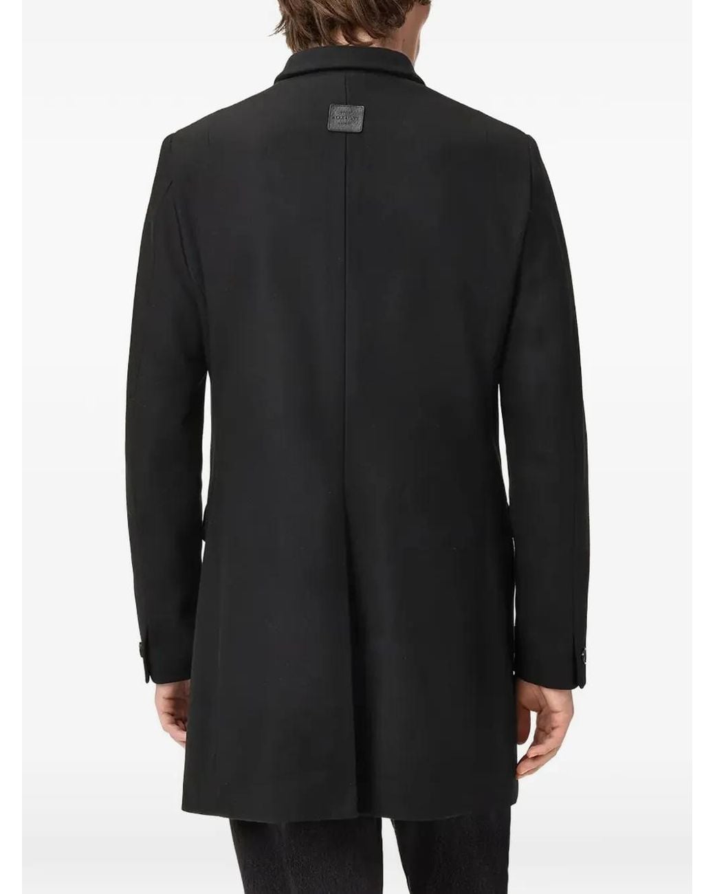 AllSaints Black Haydon High-Neck Single-Breasted Coat for men