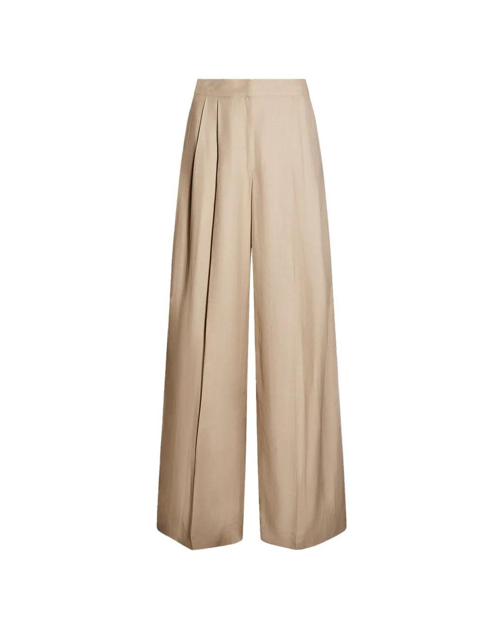 Yves Salomon Natural Pleated Palazzo Pants