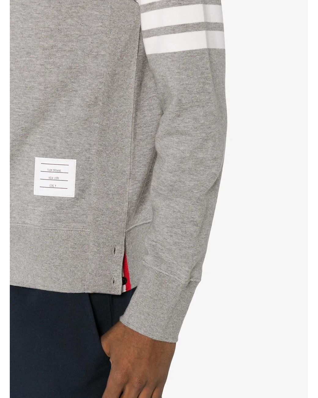 Thom Browne Gray 4Bar Cotton Crewneck Sweatshirt for men