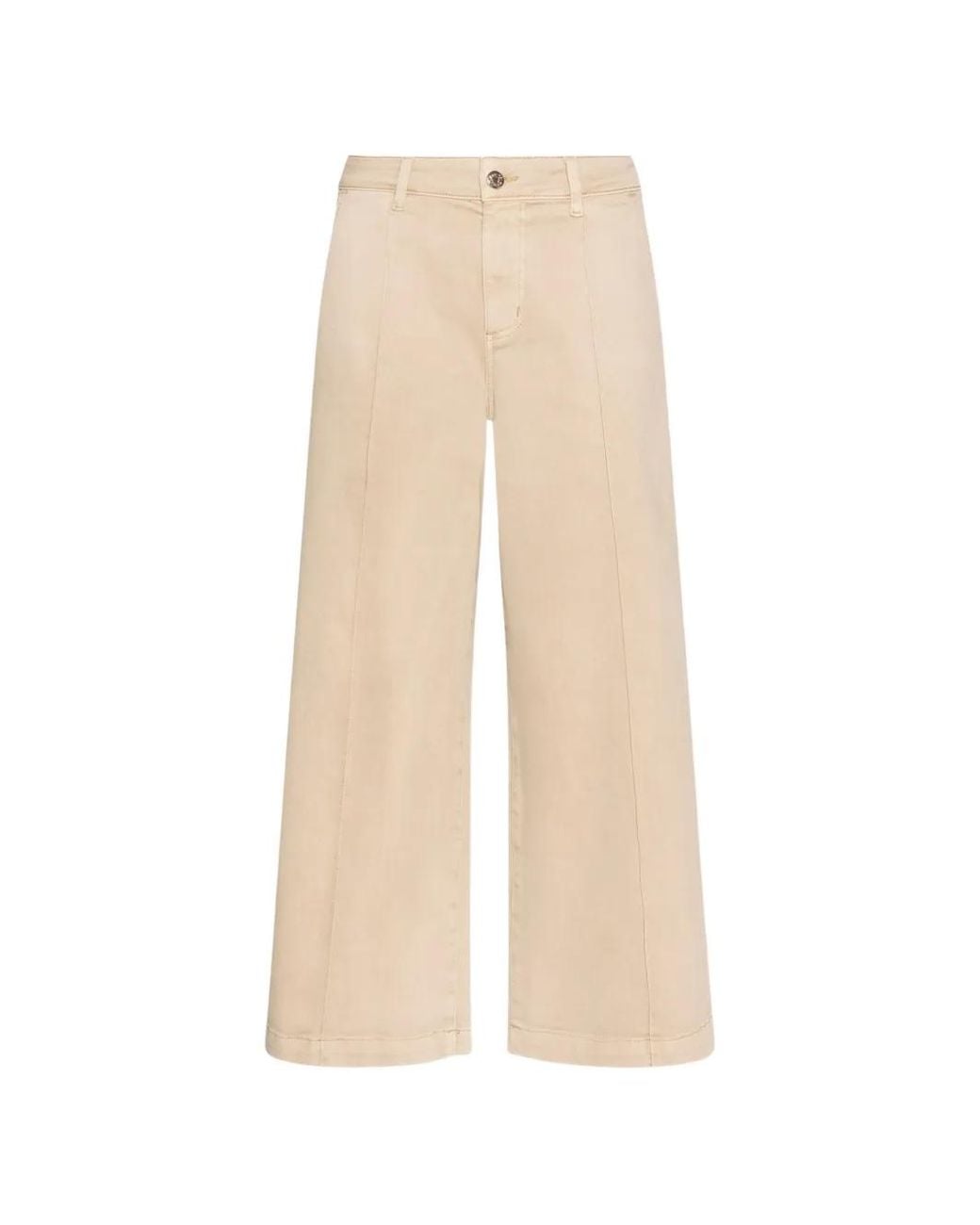 Elena Miro White Seam-Detail Wide-Leg Jeans