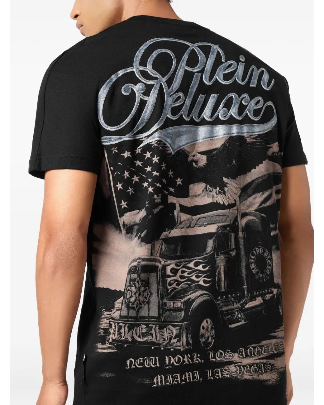 Philipp Plein Black Cross-Print T-Shirt for men